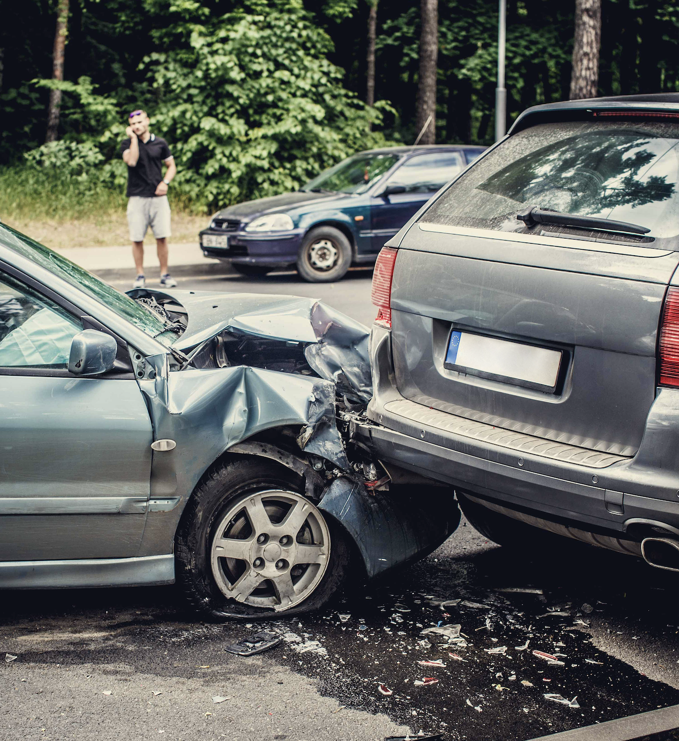 Car accident between sedan and minivan